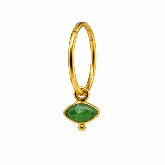 Créoles Aventurine — Pierre naturelle et détails dorés | Alma Rosa