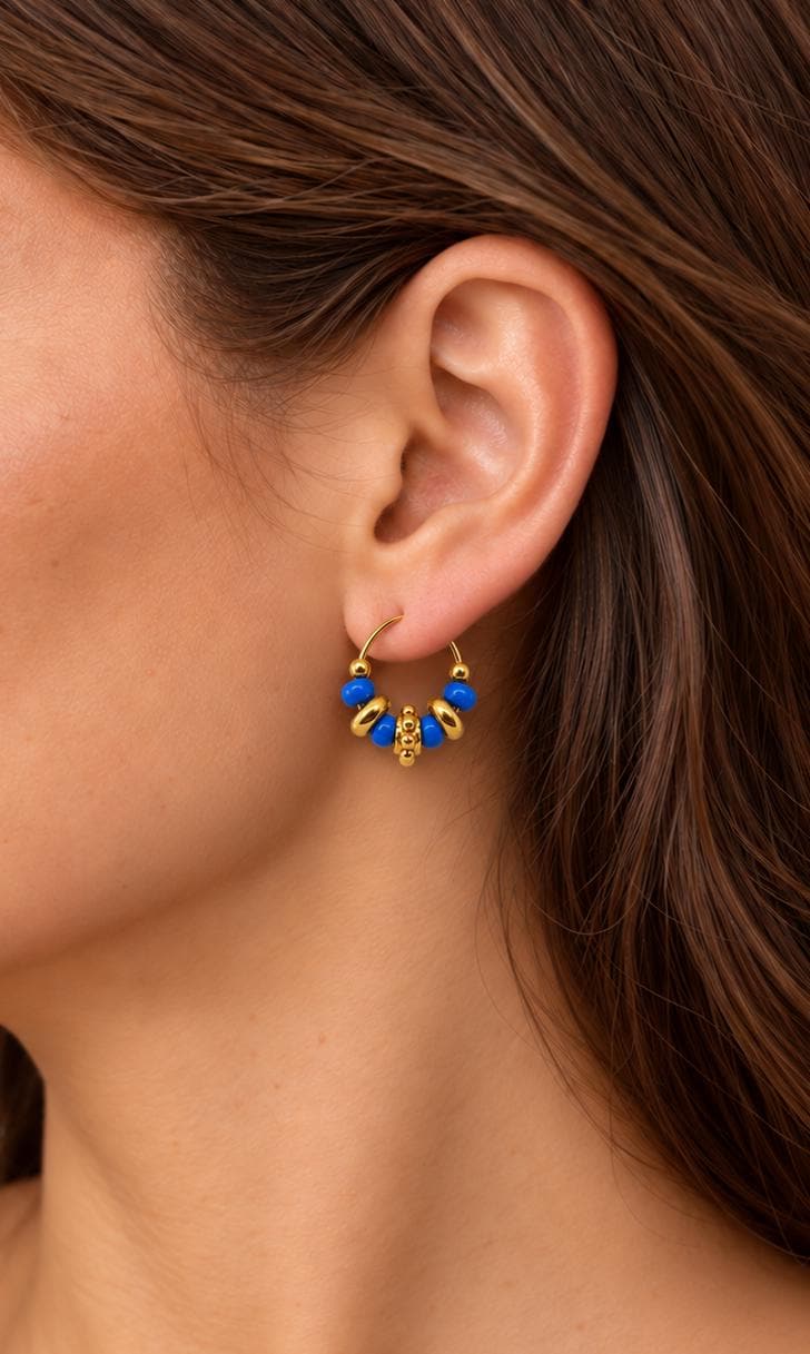 Mini-créoles "Douceur" : perles colorées & détails dorés | Alma Rosa