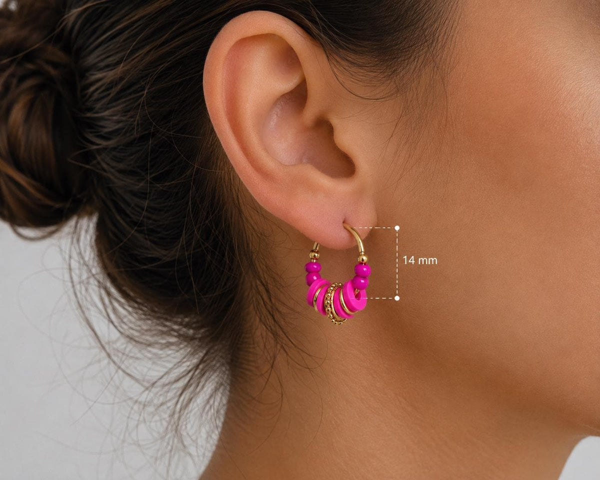 Créoles perles roses et détails dorés – Alma Rosa