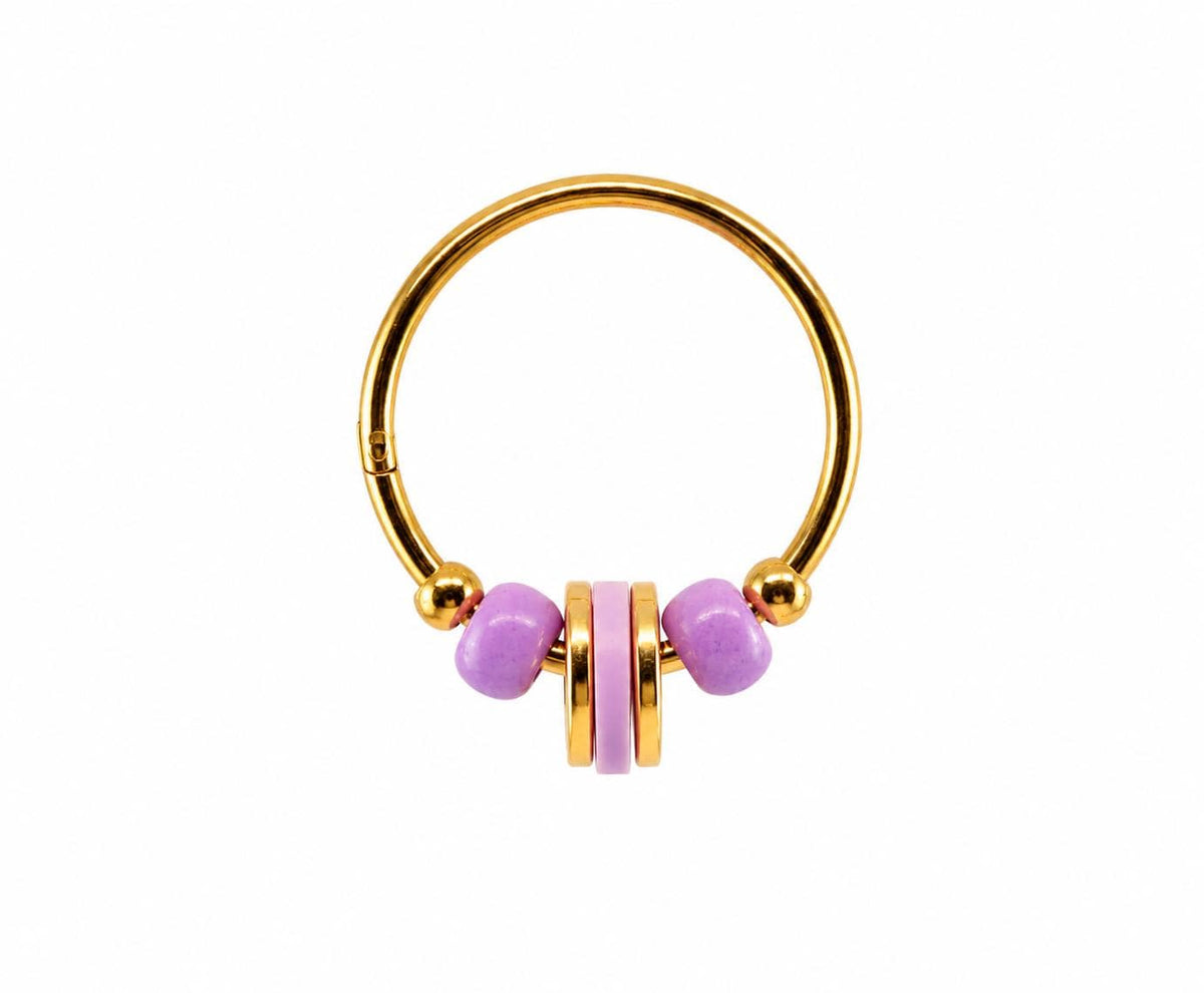 Mini-créoles "Diabolo" colorées, détails dorés | Alma Rosa