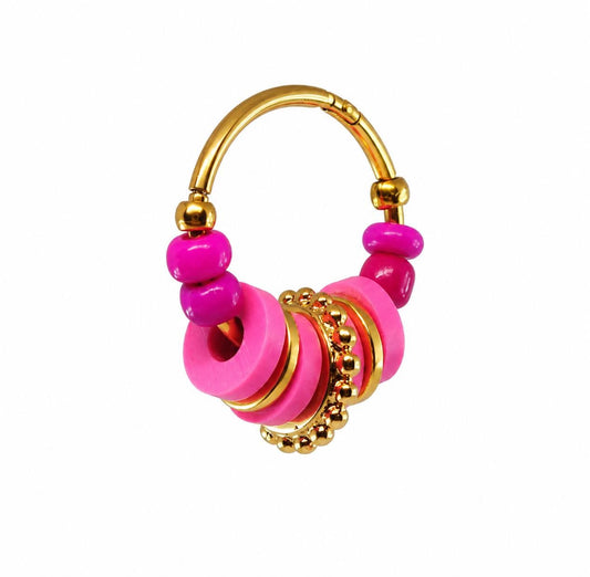 Créoles perles roses et détails dorés – Alma Rosa