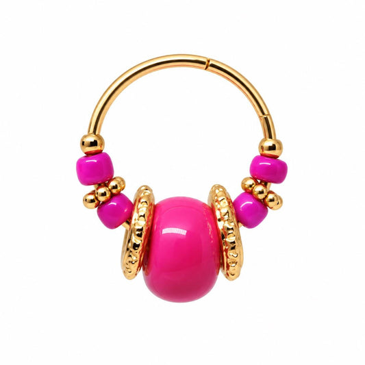 Mini-créoles perles colorées roses et détails dorés – Alma Rosa