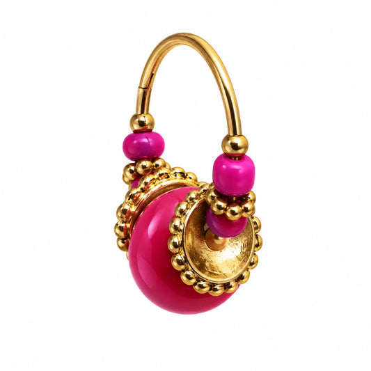 Mini-créoles perles colorées roses et détails dorés – Alma Rosa