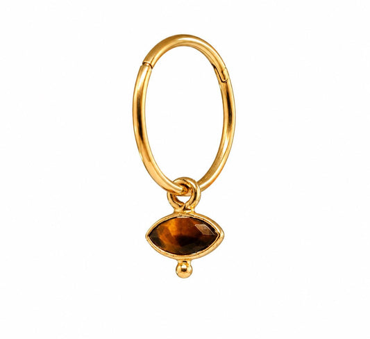 Mini-créoles Œil de Tigre – Boucles d’oreilles dorées