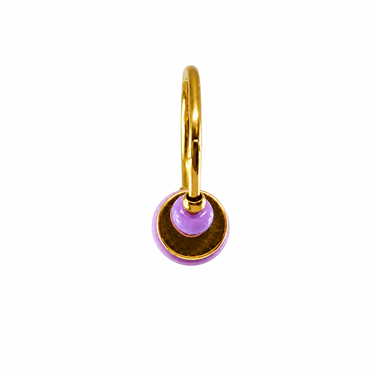 Mini-créoles perles colorées lilas et détails dorés - Alma Rosa